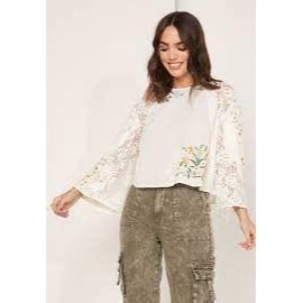 NWT Free People Paris Pinic Patchwork Top Large